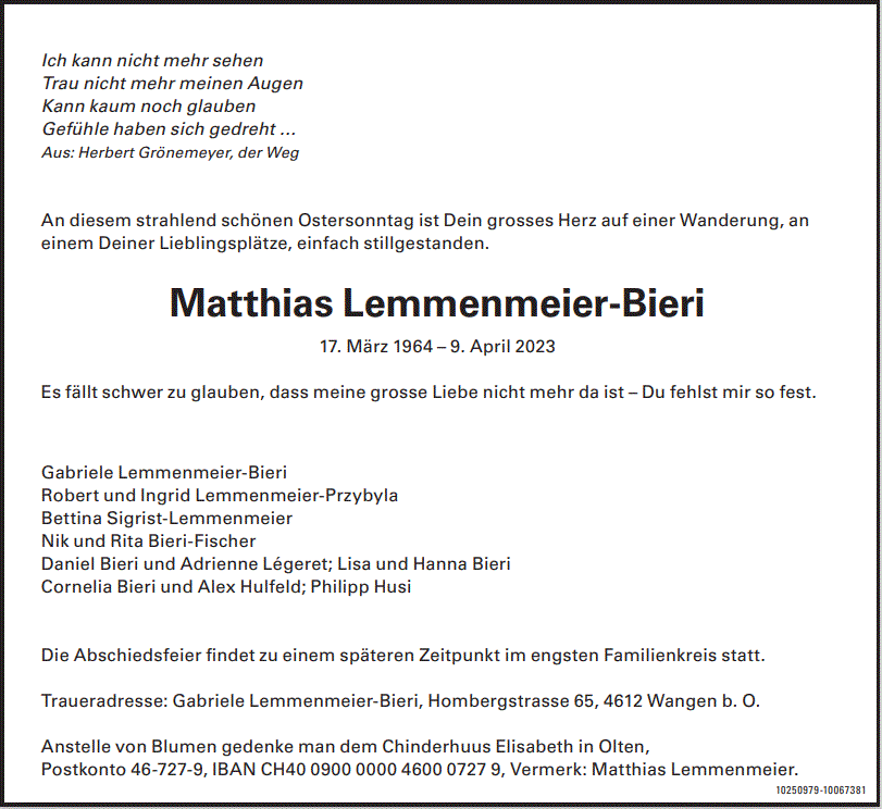 Matthias Lemmenmeier Bieri Anzeiger Tgo