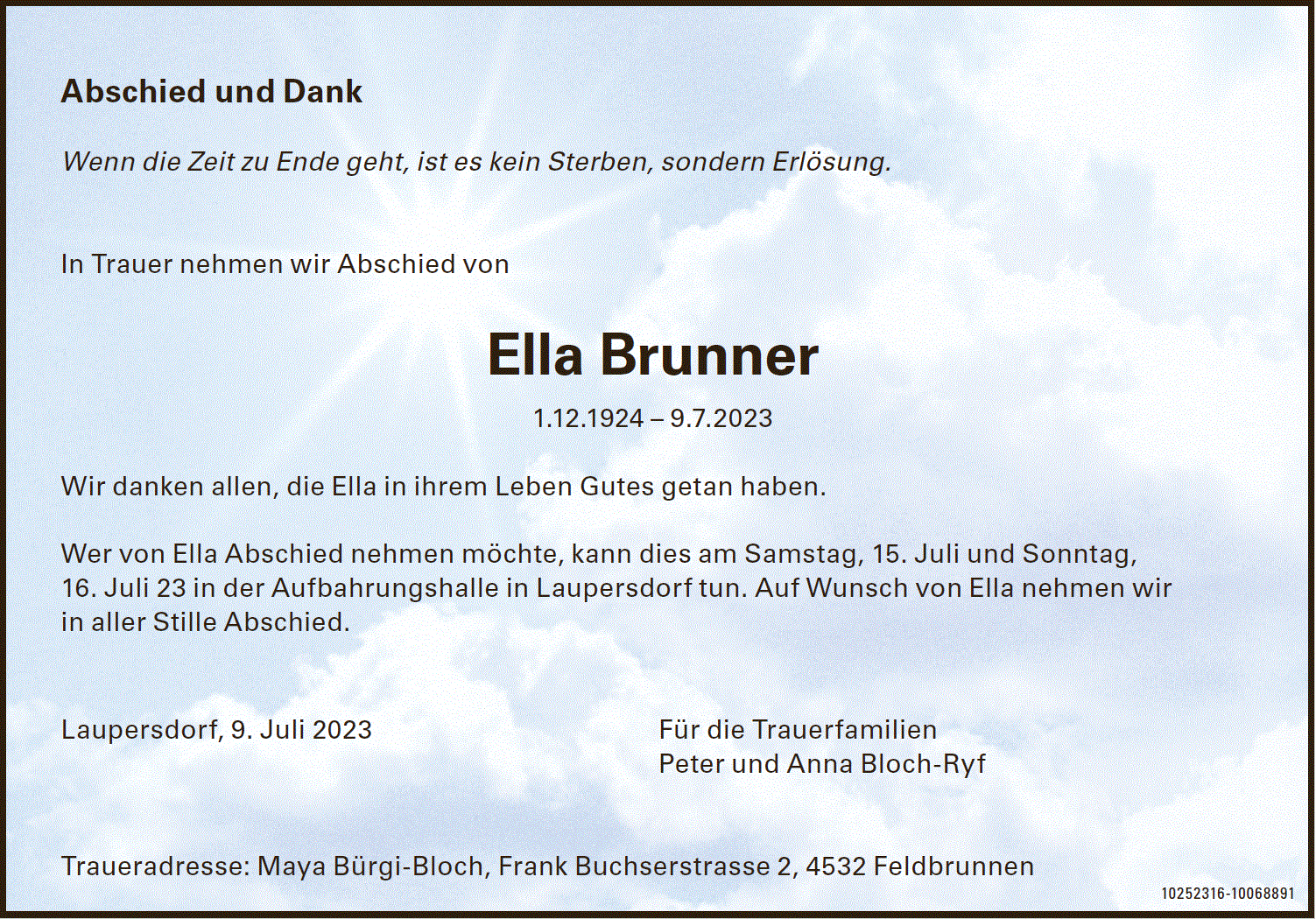 Ella Brunner (1924) - Anzeiger TGO