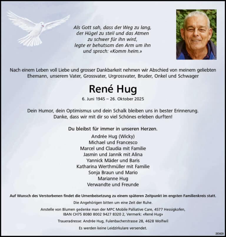 René Hug 1945 Todesanzeige / Anzeiger Thal Gäu Olten