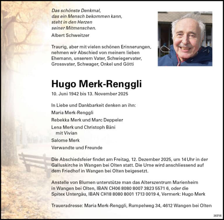 Hugo Merk-Renggli 1942 Todesanzeige / Anzeiger Thal Gäu Olten