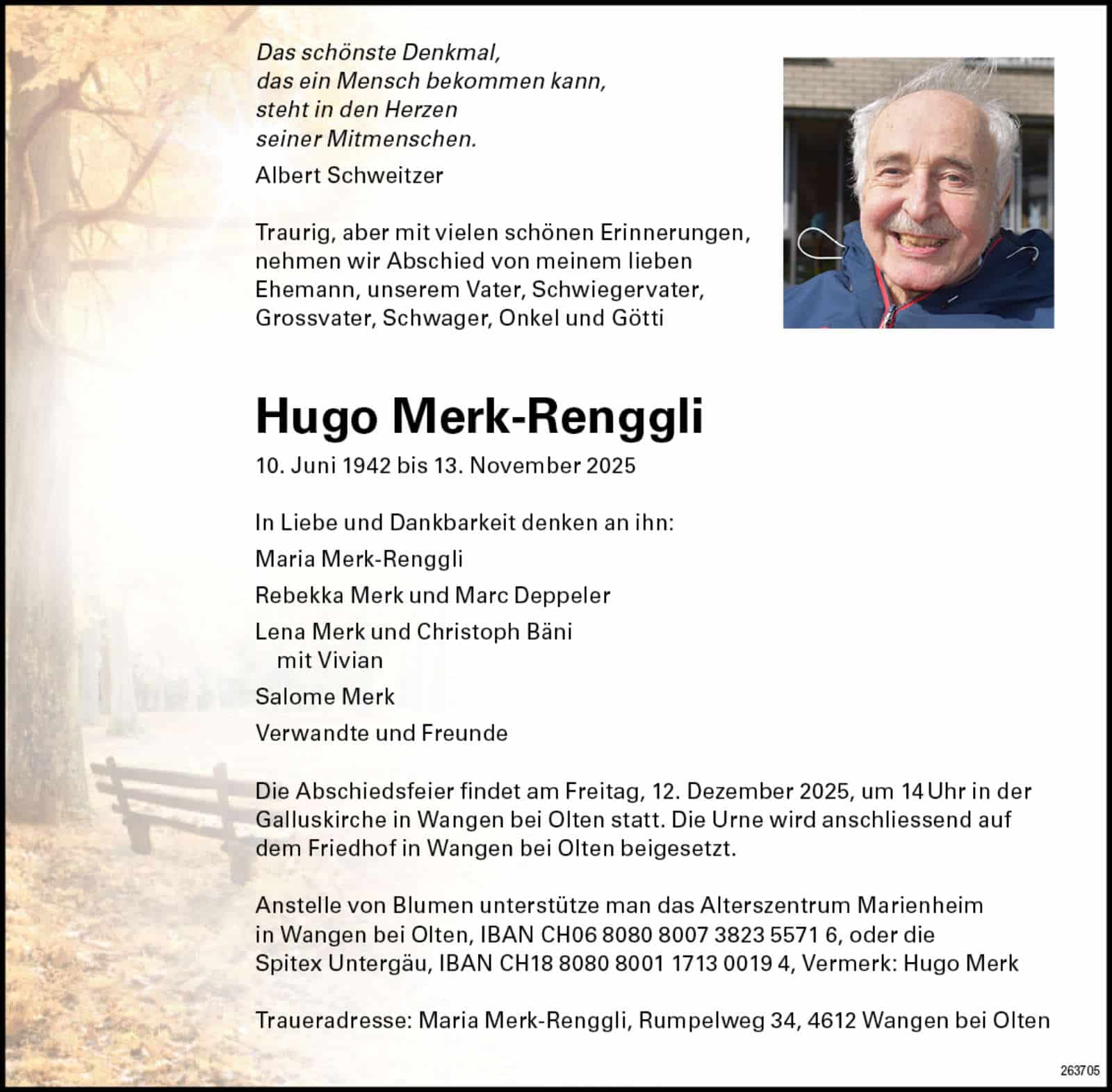 Hugo Merk-Renggli 1942 Todesanzeige / Anzeiger Thal Gäu Olten