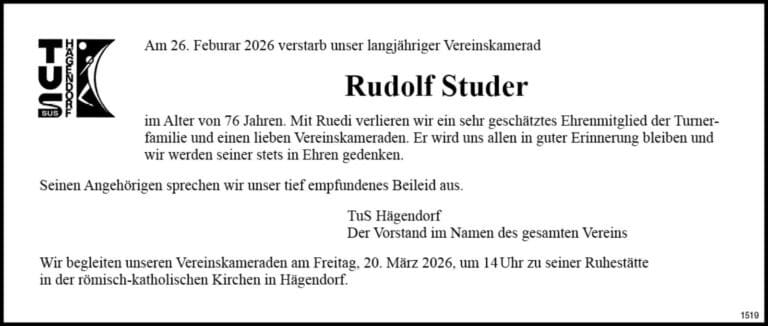 Ruedi Studer 1949 Todesanzeige / Anzeiger Thal Gäu Olten