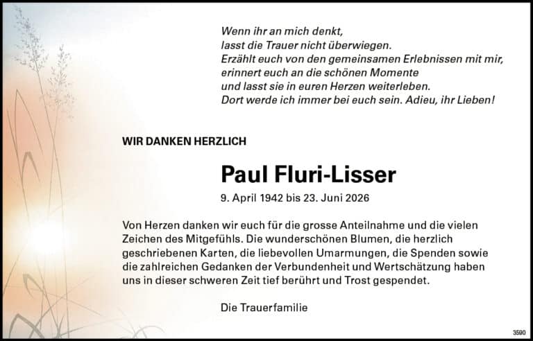 Paul Fluri-Lisser 1942 Todesanzeige / Anzeiger Thal Gäu Olten