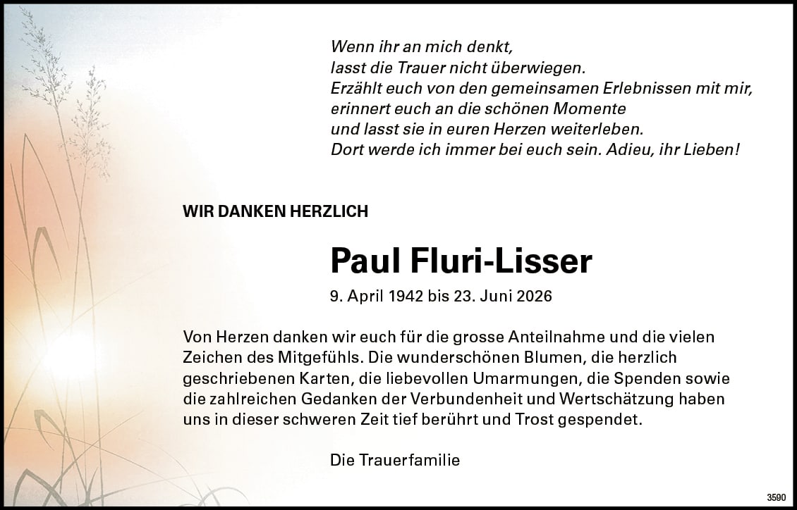 Paul Fluri-Lisser 1942 Todesanzeige / Anzeiger Thal Gäu Olten