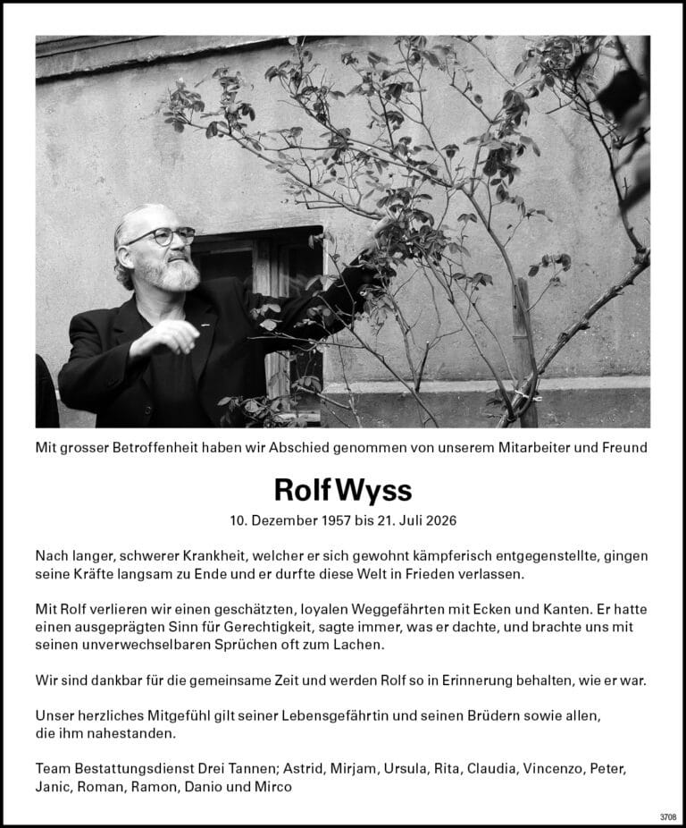 Rolf Wyss 1957 Todesanzeige / Anzeiger Thal Gäu Olten